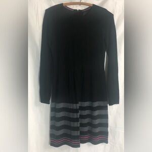 Cynthia Rowley Merino Wool Stretch Knit Dress Sz M/ L Fit & Flare Striped Soft